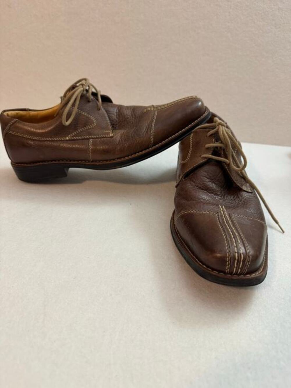 Sandro Moscoloni Men's Leather Oxfords Lace Up Split Cap Toe Brown 8D